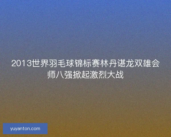 2013世界羽毛球锦标赛林丹谌龙双雄会师八强掀起激烈大战