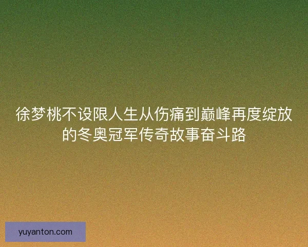 徐梦桃不设限人生从伤痛到巅峰再度绽放的冬奥冠军传奇故事奋斗路