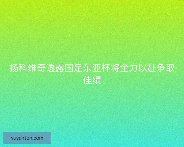扬科维奇透露国足东亚杯将全力以赴争取佳绩